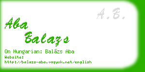 aba balazs business card